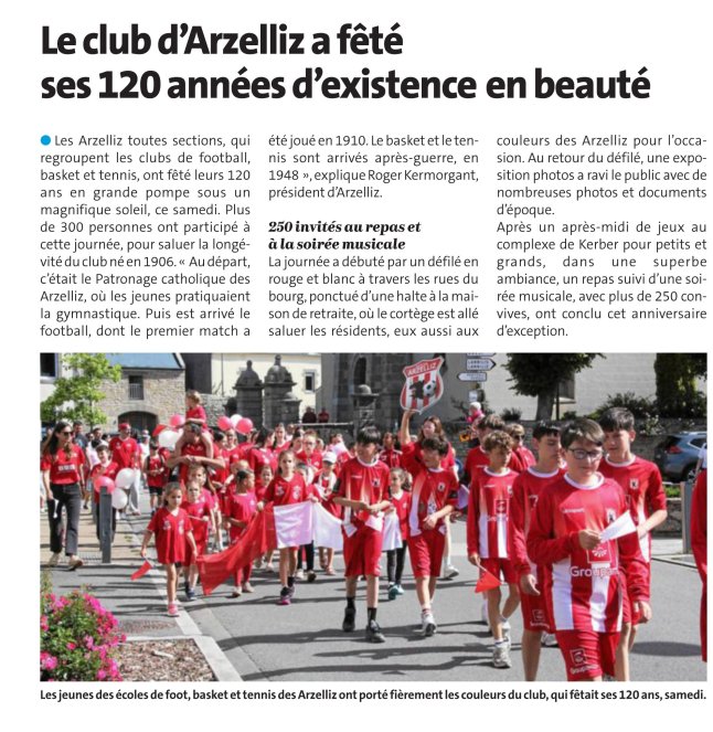 [Le Télégramme] Le club d'Arzelliz a fêté ses 120 années d'existence en beauté